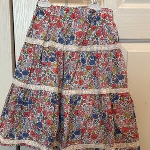 Mini Boden Floral Skirt - Red, Blue, White